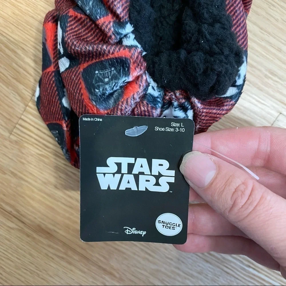 Star Wars Disney Snuggle Toes Slippers NWT Sz 3-10 Kids Toddler Black Red